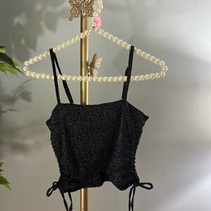 NWOT Black Women's Top with Bows on Side